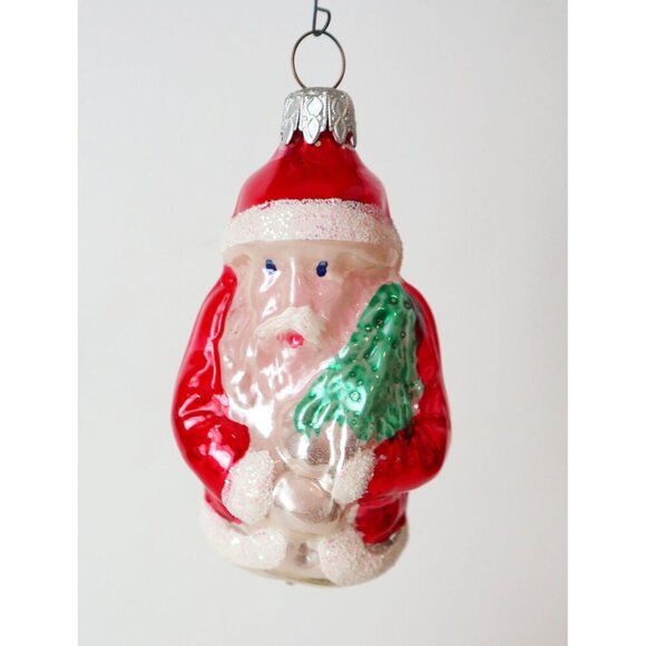 Vintage Mercury Glass Santa Christmas Tree Ornament 1970's - Picture 3 of 5
